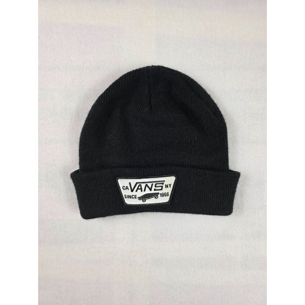 Vans Off The Wall Milford Beanie Black Unisex Winter Knit Cap Skater Logo Hat